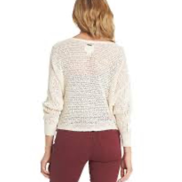 Like New Billabong Dance With Me Crochet Sweater in Cool Whip Size Small - Picture 2 of 5